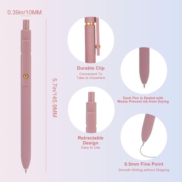 Ddaowanx Gel Pens, 6 Pcs 0.5mm Quick Dry Black Ink Pens Fine Point Smooth Writing Pens, Cute Office School Supplies Gifts for Women - Image 3