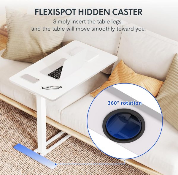 FLEXISPOT Mobile Standing Desk with Wheels Pneumatic Laptop Desk Rolling Computer Cart Movable Height Adjustable Small Sit Stand Desk Computer Workstations Home Use（31.5" W x 17.7" D,White - Image 4