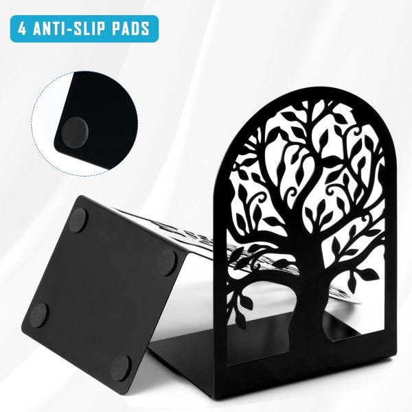 HappyHapi Book Ends, Metal Bookends for Shelves, Modern Tree Book Ends Decorative, Heavy Duty Book Holders Book Stoppers for Home Office Decor, 6.9"x4.7"x3.5" (5 Pairs/10 Pcs) - Image 4