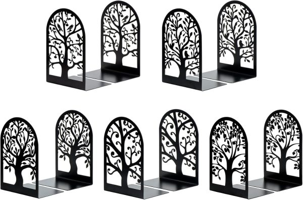 HappyHapi Book Ends, Metal Bookends for Shelves, Modern Tree Book Ends Decorative, Heavy Duty Book Holders Book Stoppers for Home Office Decor, 6.9"x4.7"x3.5" (5 Pairs/10 Pcs) - Image 8