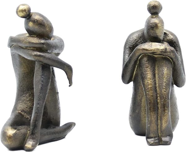 Lukitas Unique Decorative Girl Thinker Bookends, Non-Slip Book Holder, Home Office Bookshelf Decor, Creative Desktop Ornaments for Study Room Hotel Shelves, Resin, 1Pair/2Piece 6.5'' - Image 6