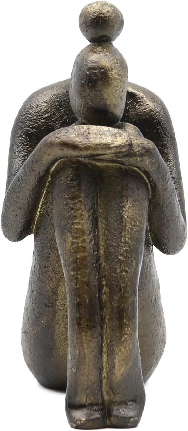 Lukitas Unique Decorative Girl Thinker Bookends, Non-Slip Book Holder, Home Office Bookshelf Decor, Creative Desktop Ornaments for Study Room Hotel Shelves, Resin, 1Pair/2Piece 6.5'' - Image 7