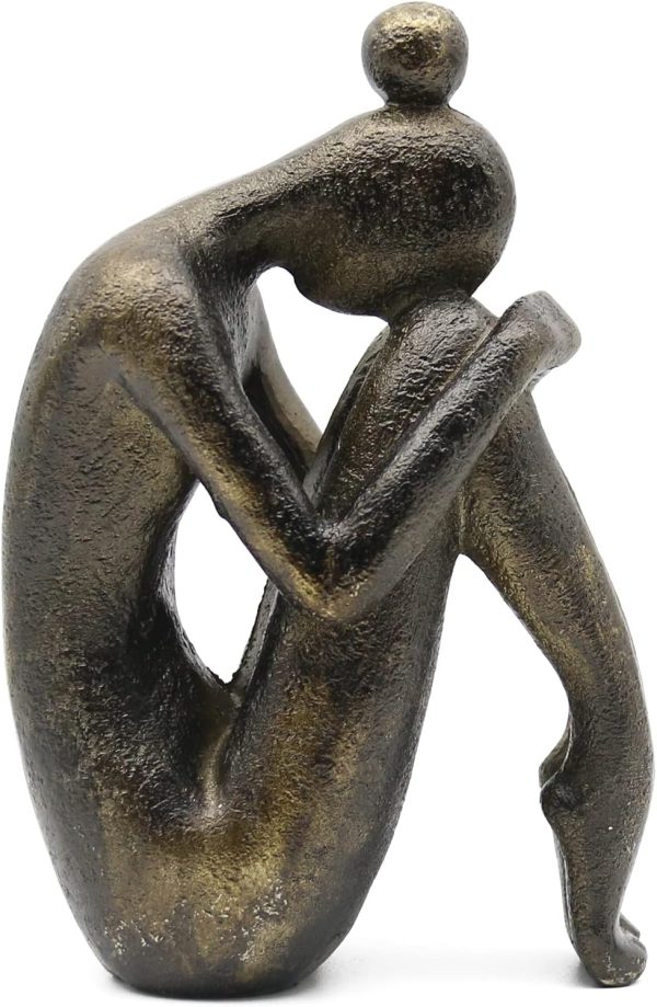 Lukitas Unique Decorative Girl Thinker Bookends, Non-Slip Book Holder, Home Office Bookshelf Decor, Creative Desktop Ornaments for Study Room Hotel Shelves, Resin, 1Pair/2Piece 6.5'' - Image 8