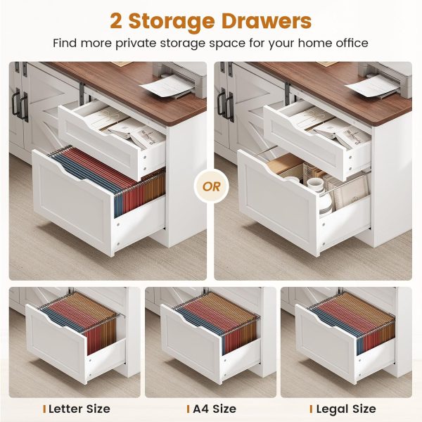 SEDETA Farmhouse L Shaped Standing Desk, 55 inch Height Adjustable Corner Desk with Storage Drawers, Standing Computer Desks with Power Outlets for Home Office, White - Image 6