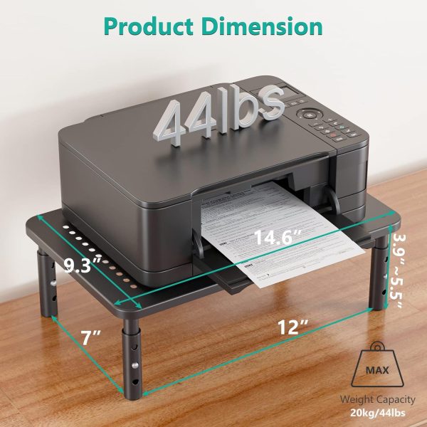 WALI Dual Monitor Stand for Desk, Desk Monitor Riser 3 Height Adjustable, Laptop Riser with Airflow Vents, Desk Organizer for Computer, Laptop, Printer, Notebook (STT003-2), 2 Pack, Black - Image 3